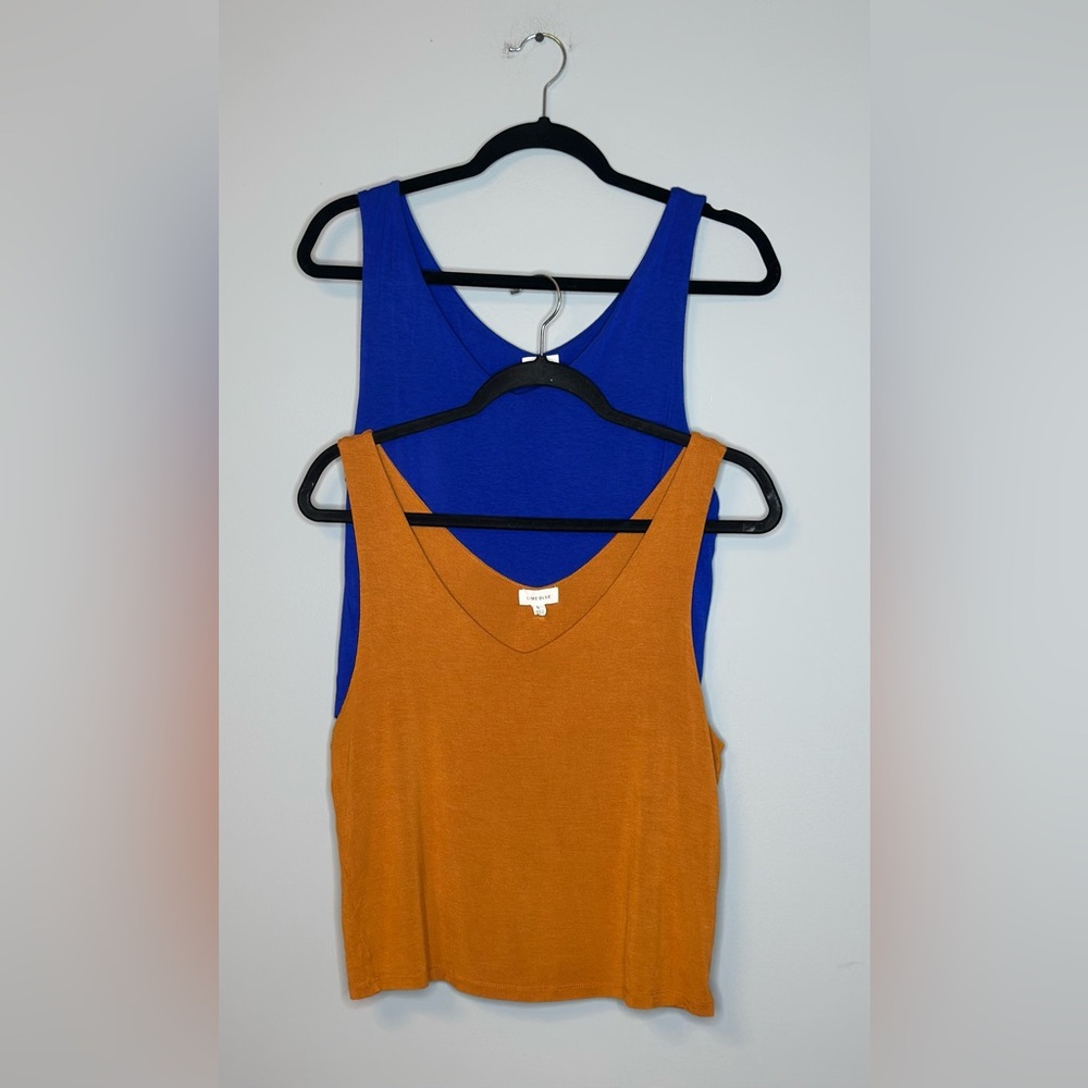 Set of two Lime Blue tanks